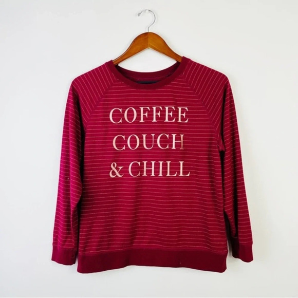 FIFTH SUN Burgundy‎ Stripe Lounge Sweater Top Size Medium - Picture 1 of 5